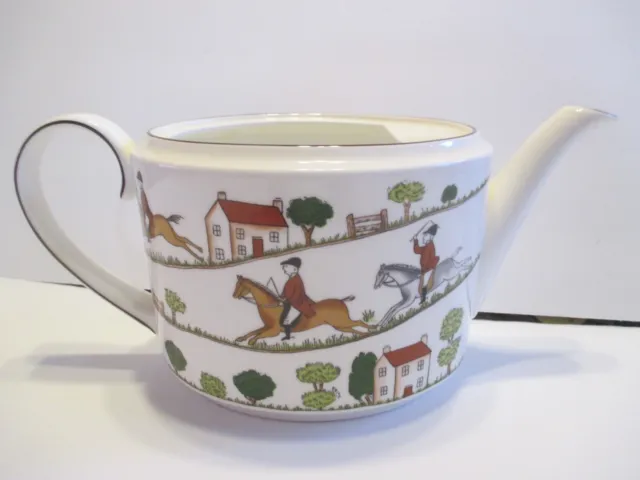 Wedgwood Fox Hunt Large Teapot ,No Lid,Makes A Great Centerpiece