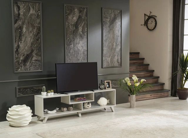 71" FurnisHome Store Parma Mid Century Modern Tv Stand 65 inch Tv Unit, Grey