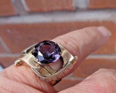 INDIVIDUAL Hand Made 14ct Yellow , Rose , White Gold & Amethyst Ring  -  size N 2