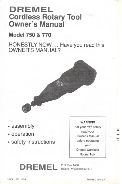 Manual Del Operador Del Propietario Para Herramienta Giratoria Inalámbrica Dremel 750 Y 770