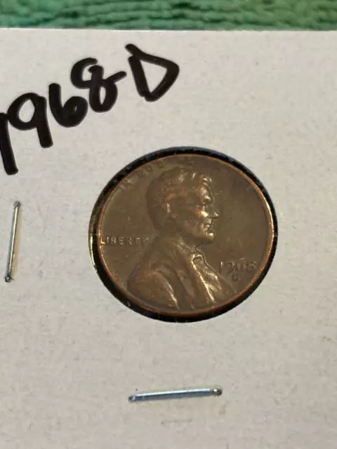 1968 D Lincoln Penny with Error on Top Rim, and "L" in Liberty on Edge.   418B