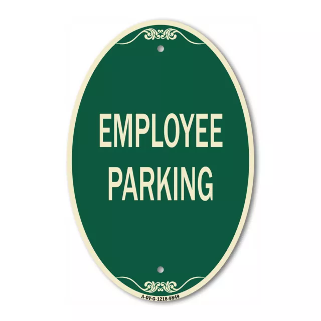 Designer Series Oval Sign - Employee Parking | Green & Tan Heavy-Gauge Aluminum