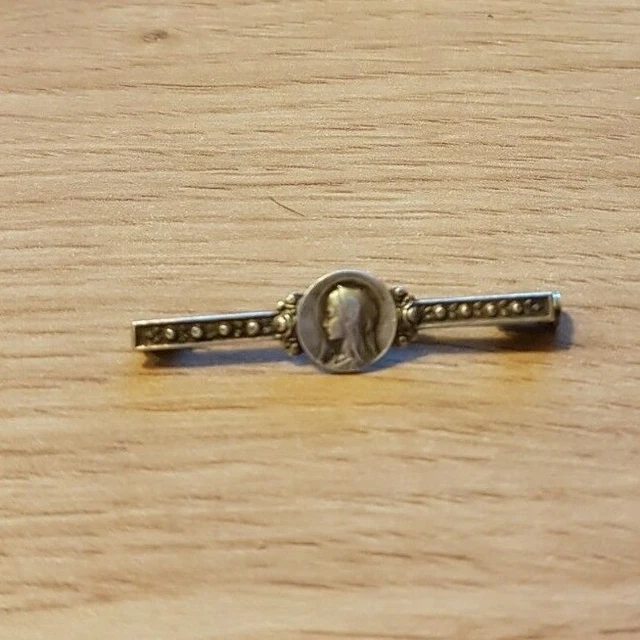 Broche Ancienne Vierge Marie En Argent Massif 925 - Lot B361, Occasion Très Bon état