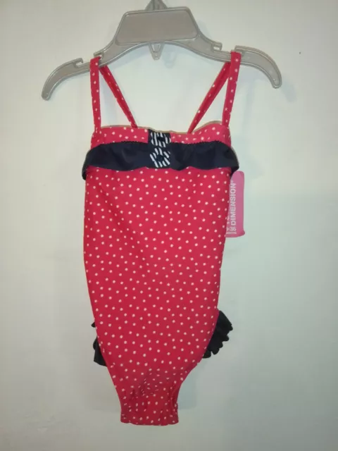 Costume da bagno nuovo con etichette Primark Young Dimension Polka a pois mix rosso 18-24 mesi 2