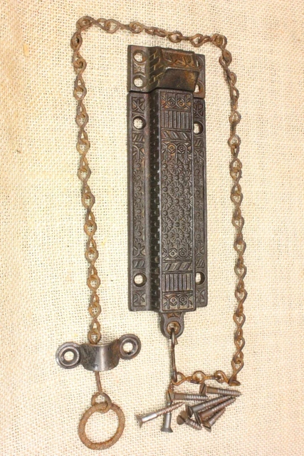 Old Door Slide Bolt Double French Door Catch 6 1/2” Latch Victorian Daisy Field