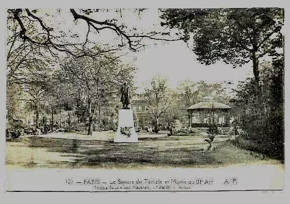 1930 - Square du TEMPLE & MAIRIE du 3° arr - PARIS 75 - Statue, Kiosque Musique