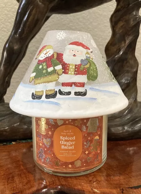 Yankee Candle Santa Snowman Crackle Glass Large Jar Shade NIB
