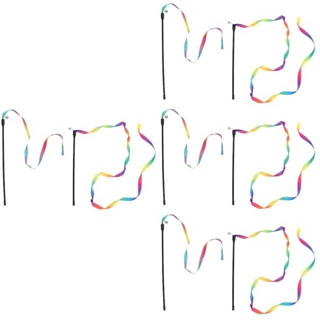 8 Pcs Rainbow Cat Teaser Wand The Cat Sport Toys Indoor Cat Toys Cat Bell Toy
