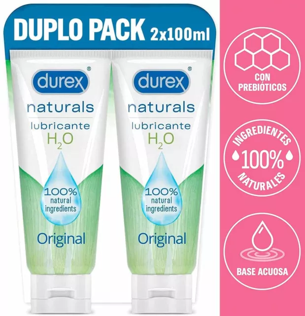 2 x 100ml Durex Gel Lubricante Sexual medicinal natural Base Agua,100% uso látex