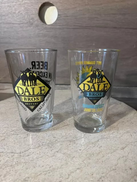 Dale Bros Brewery Pint Glasses Lot Of 2 Upland, California