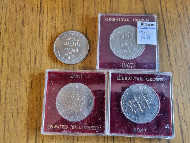 4 x 1967 Gibraltar One Crown coins