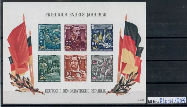 DDR Block 13 Todestag von Friedrich Engels 1955 postfrisch