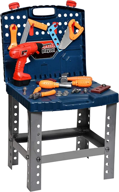 Playkidiz Construction Workbench- Kids Tool Set - Portable Toolbox Toy Playse...