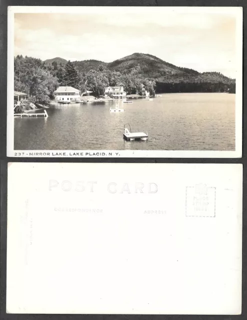 Old Postcard - Lake Placid, New York - Mirror Lake Real Photo RPPC