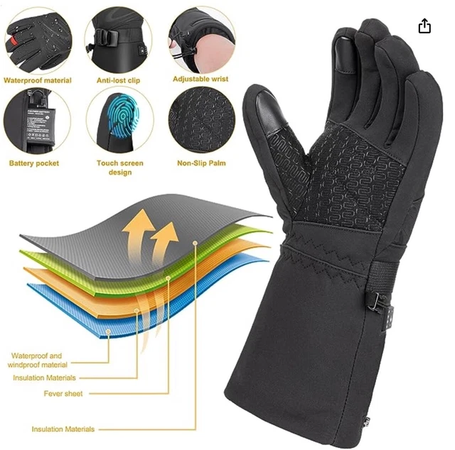 Gant Chauffant Rechargeables avec 3 Réglages de Chaleurs pour cyclisme, ski... 2