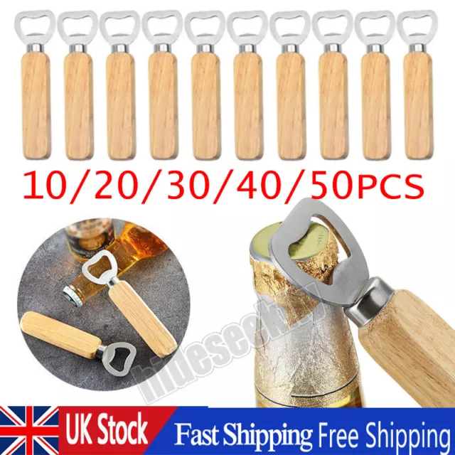 10~50x Wooden Handle Bottle Opener Kits Home Bar Wine Beer Handheld Tools Gifts