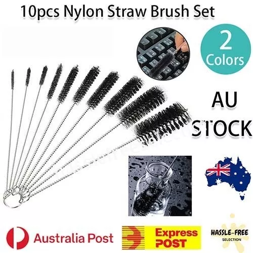 10Pcs Nylon Reusable Straw Brush Cleaner Bottle Small Long Cleaning Tube Pipe