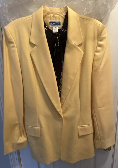 Pendleton Women’s Virgin Wool Yellow Blazer Jacket Size 16 Set Vintage