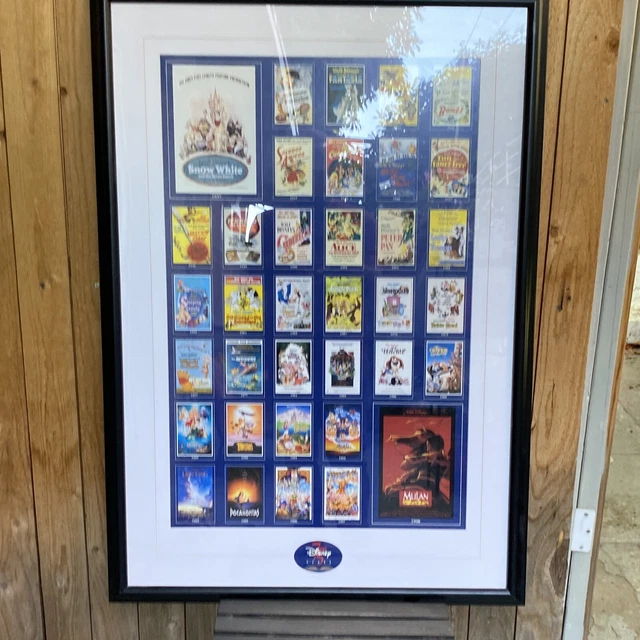 RARE FRAMED DISNEY Gallery ART 75 YEARS OF ANIMATION MOVIE POSTERS 1937