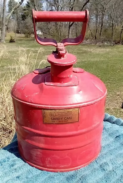 Vintage JUSTRITE Heavy Duty Red Safety Gas Can UL Listed Part MH-207