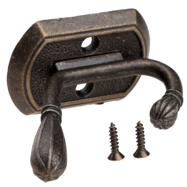 Retro Antique Brass Door Dual Hooks Rack Bathroom Clothing Hat Towel Wall Mount