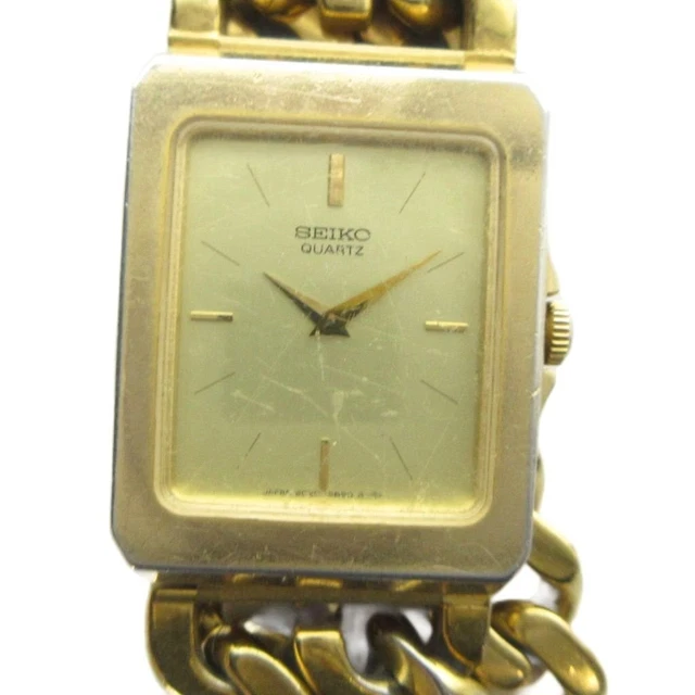 SEIKO SEIKO 2C20-6410 Wristwatch, Cuban Link Chain Bracelet