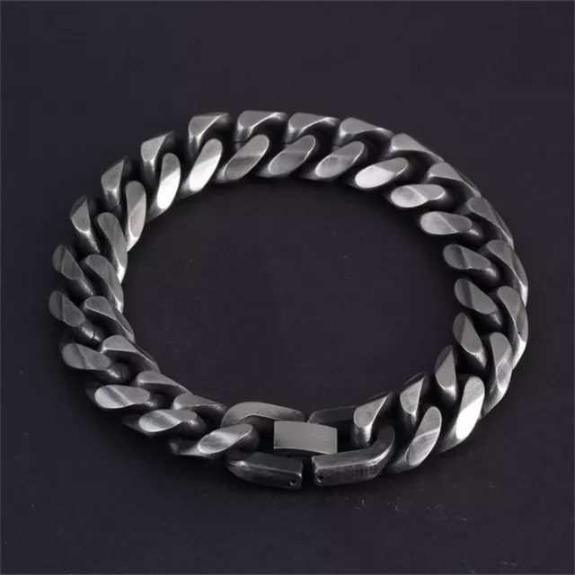 10/13mm Men Titanium Steel Retro Curb Cuban Link Bracelet Hip-hop Chain Jewelry