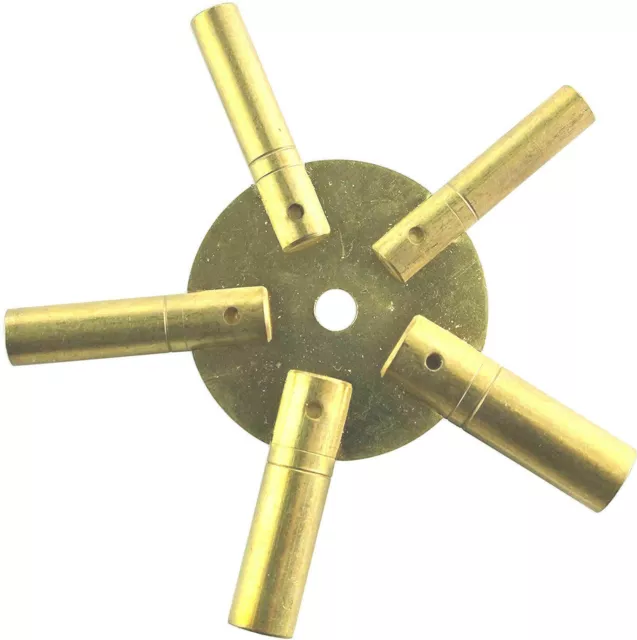 Brass Clock Star Key. Spider Winding Keys 5 Sizes - Select Sizes 2 to 13
