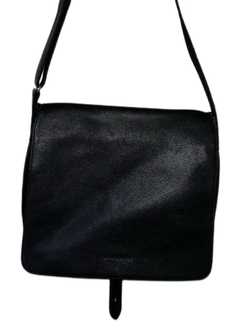LONGCHAMP Black Leather Messenger Flap Shoulder Crossbody Bag Men's 2