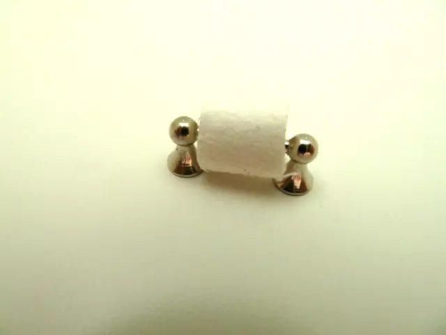 Dolls House Chrome Toilet Roll Holder Miniature 1:12th Bathroom Accessory (W)