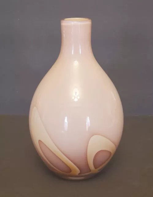 Gorgeous Murano Style Art Glass Vase Hand Blown Pastel Swirl Bottom Heavy 8"