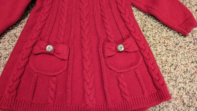 Girls Gymboree Red Sweater Dress Size 12-28 Months 2