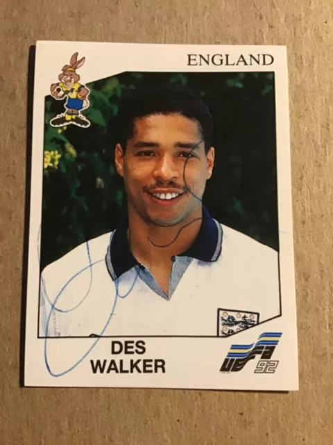 Des Walker,  England 🏴󠁧󠁢󠁥󠁮󠁧󠁿 Panini UEFA Euro 1992 hand  signed