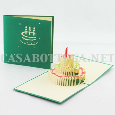 BIGLIETTO DI AUGURI torta di compleanno 3D, biglietto di auguri torta a 2 strati per famiglia