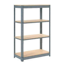 Boltless Heavy Duty Shelving 48"W x 18"D x 72"H, 4 Shelves, Wood Deck