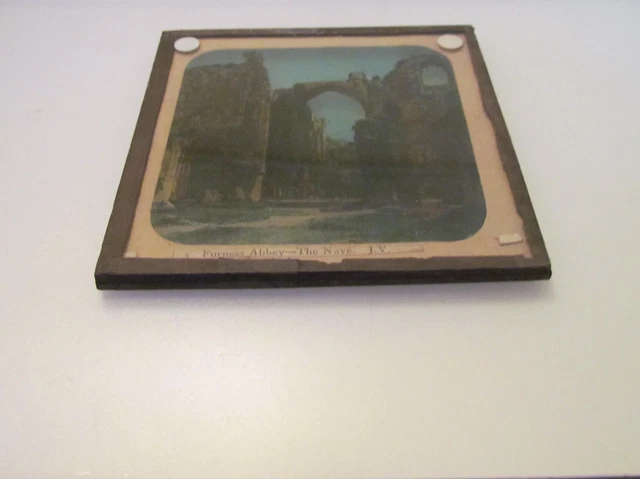 Glass Magic Lantern Slide FURNESS ABBEY - THE NAVE C1900 CUMBRIA ENGLAND 2