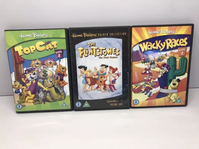 Hannah Barbera Cartoon DVD X3 The Flintstones Top Cat Wacky Races