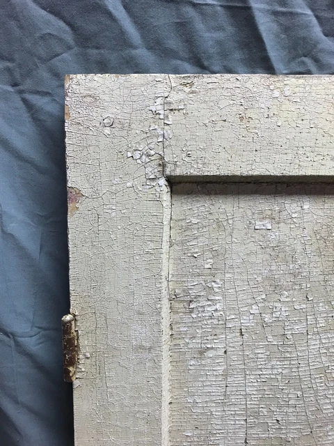 Pair Antique Wood 4 Panel Shabby White Cabinet Cupboard Doors VTG 21x60 188-23B 11