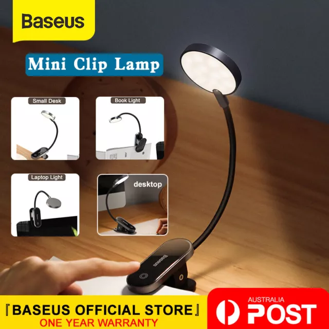 Baseus Book Light LED Reading Lamp USB Rechargeable Mini Clip-On Desk Nightlight