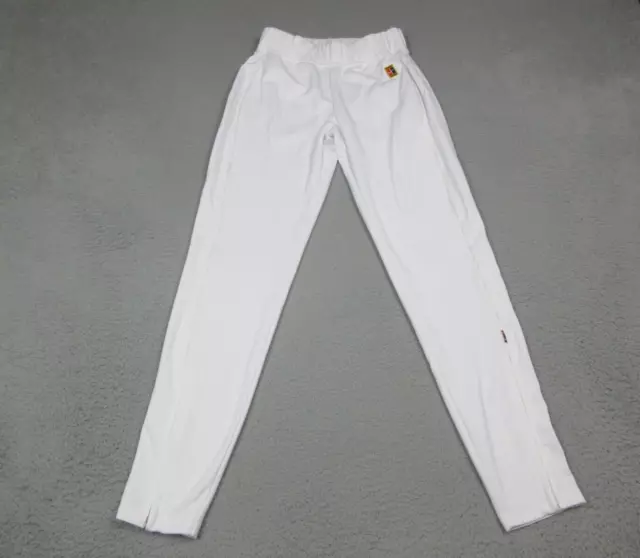 NIKE PANTS WOMENS Extra Small White Court Essential Logo Sweat Tennis 24X29  $44.85 - PicClick