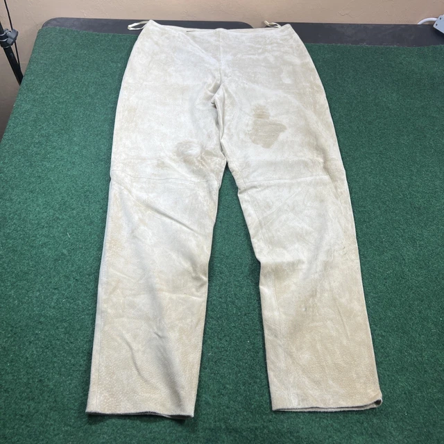 B&J Tan Solid Leather SUEDE Straight Leg Pants L Regular Size 10 32x28