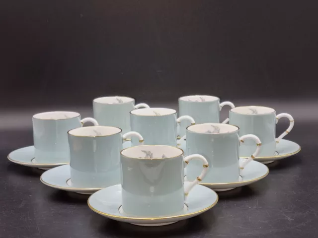 Royal Worcester Woodland Coffee Cans and Saucers- Set of 8