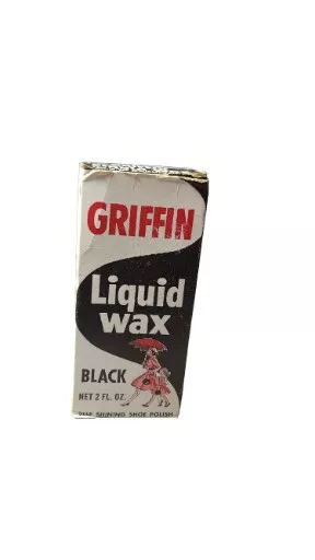 Vintage 1950's Griffin Black Liquid Shoe Wax Empty Box Advertisement