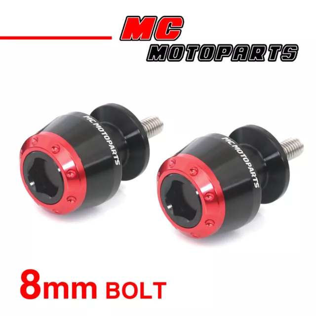 Red ATOM CNC Swingarm Spools 8mm For Suzuki DL1000/ V-STROM 1000 02-20 19 18