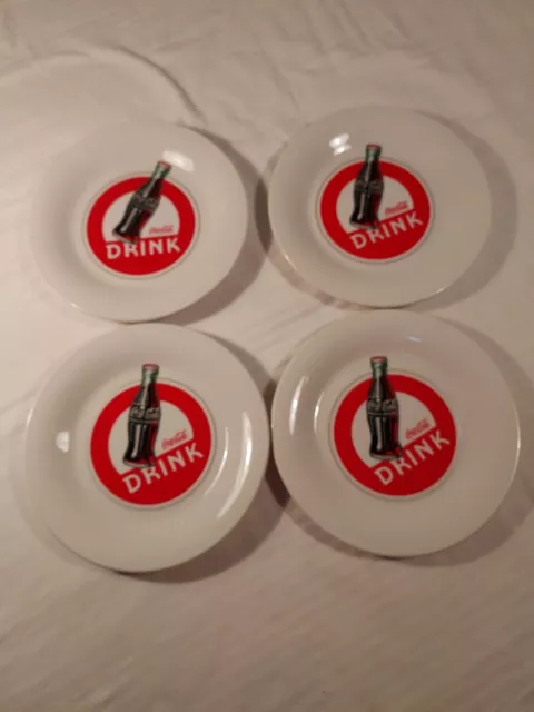 Coca Cola Plates Lunch Dessert Salad Gibson Set of 4 Vintage 7.75 inch