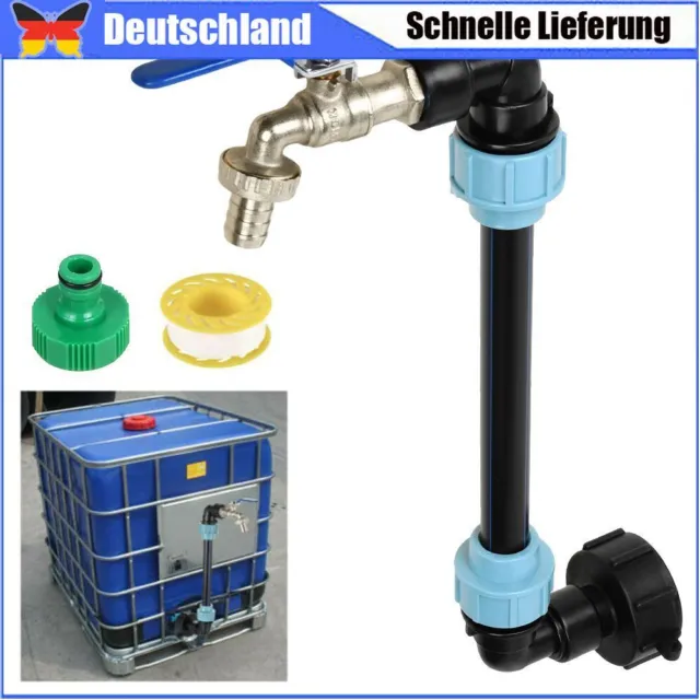 IBC Schwanenhals 3/4" Auslaufhahn Regenwassertank Regenfass Container Adapter DE
