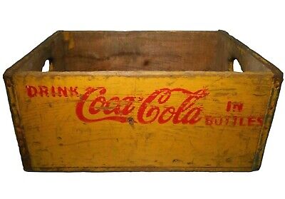 Scarce Coca-Cola Early-Mid 20Th C Vint Red/Yel Enml Pntd Wd Box Advrt Soda Crate