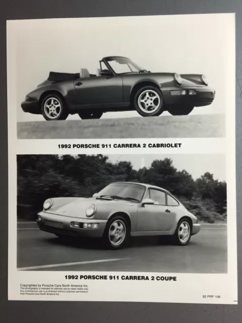 1992 Porsche 911 Carrera 2 Coupe & Cabriolet PCNA issued Press Photo RARE!! L@@K