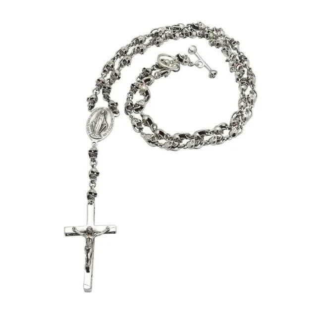 Jesus Skull 925 Sterling Silver Gothic Necklace Chain Men's Rocker Biker New