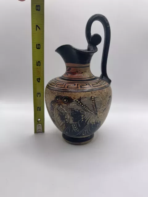 RARE Antique Ancient Greek Vase 9" Greek God Pottery Hand Made Museum Replica